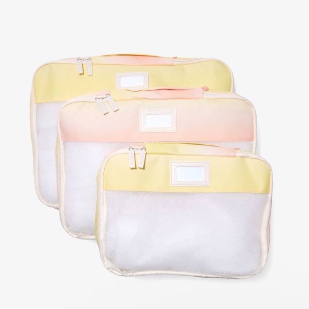 Calpak 3 piece Sorbet Yellow and Pink Travel Bags Set